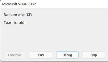 How to use variant variables in VBA Run-time error “13”: Type mismatch